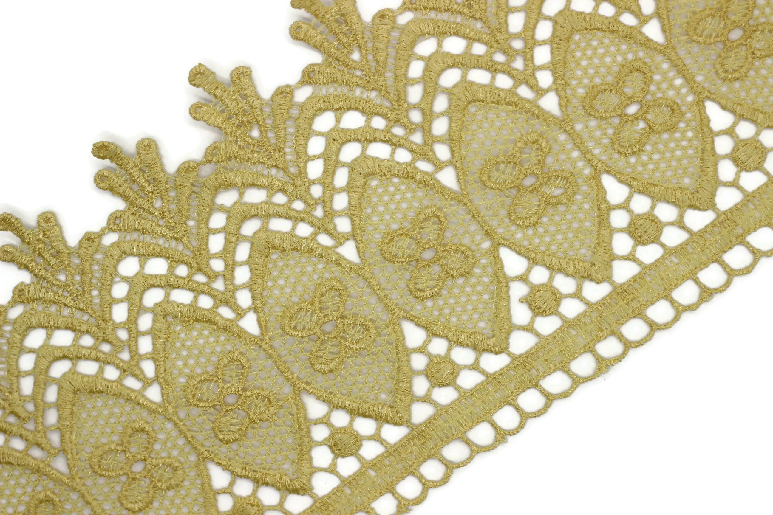 100mm 8 Mt. Yellow Bridal Guipure Lace Trim | 3.93 Inches Wide Lace Trim | Geometric Bridal Lace | French Guipure | Lace Fabric TRM100