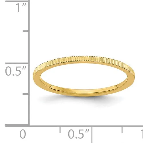 14K Gold 1.2mm Line Pattern Stackable Band