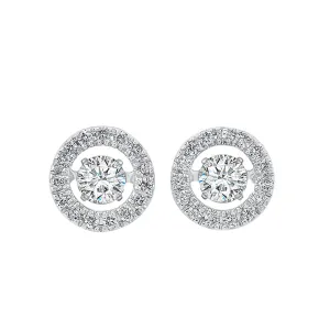 14KT White Gold & Diamond Classic Book Rhythm Of Love Fashion Earrings   - 1/2 ctw