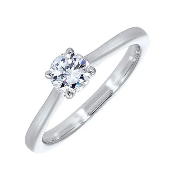 14KT White Gold & Diamond Classic Book Solitaire Fashion Ring  - 1/2 ctw