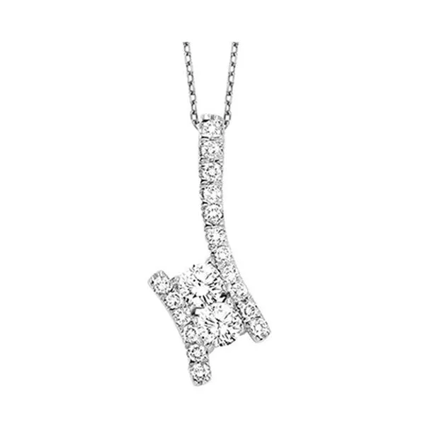 14KT White Gold & Diamond Classic Book TWO Stone Jewelery Neckwear Pendant  - 1/4 ctw