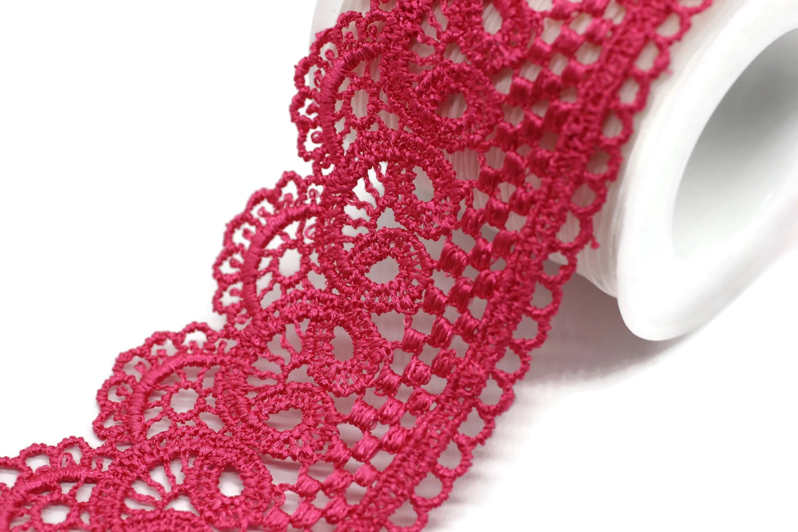 19.6 Yards Pink Bridal Guipure Lace Trim | 2.1 Inches Wide Lace Trim | Geometric Bridal Lace | French Guipure | Guipure Lace Fabric TRM53