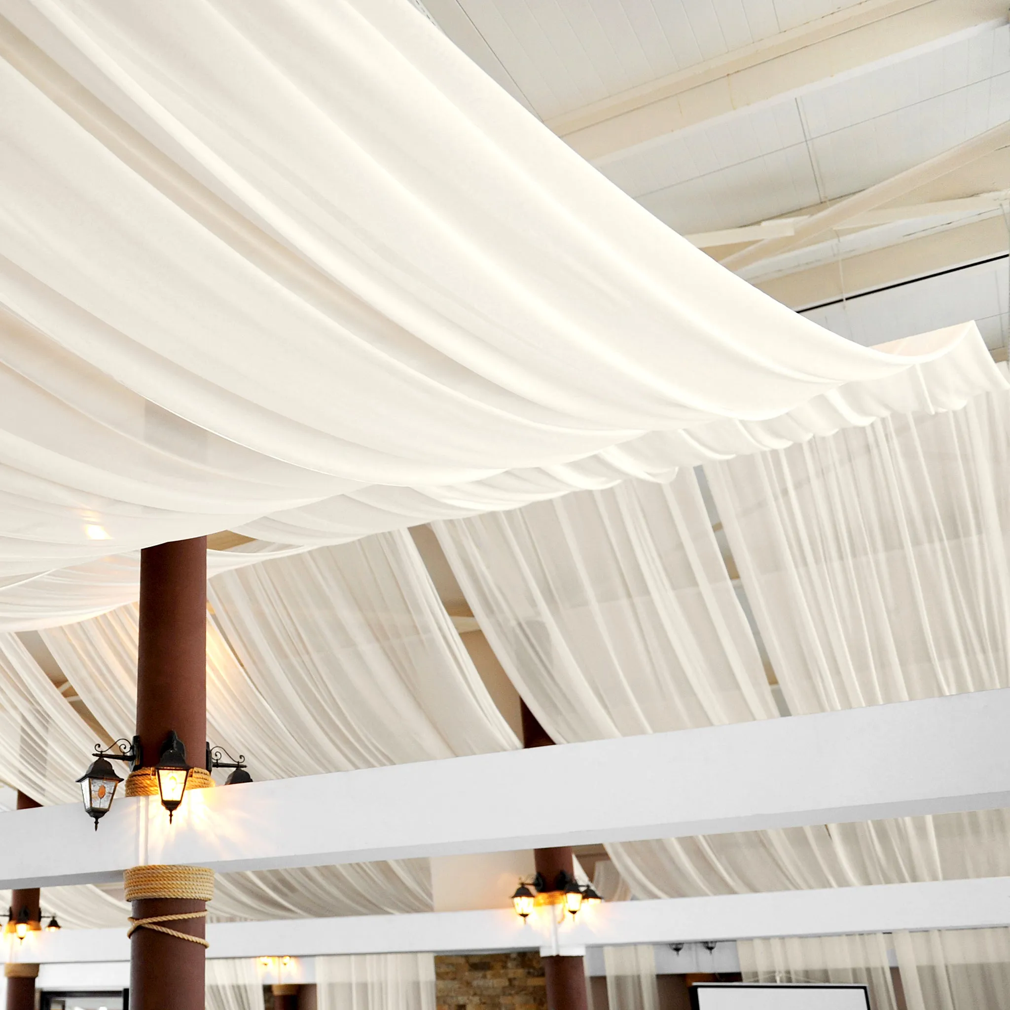 40ft Ceiling/Curtain Draping Sheer Voile Flame Retardant (FR)  - Ivory