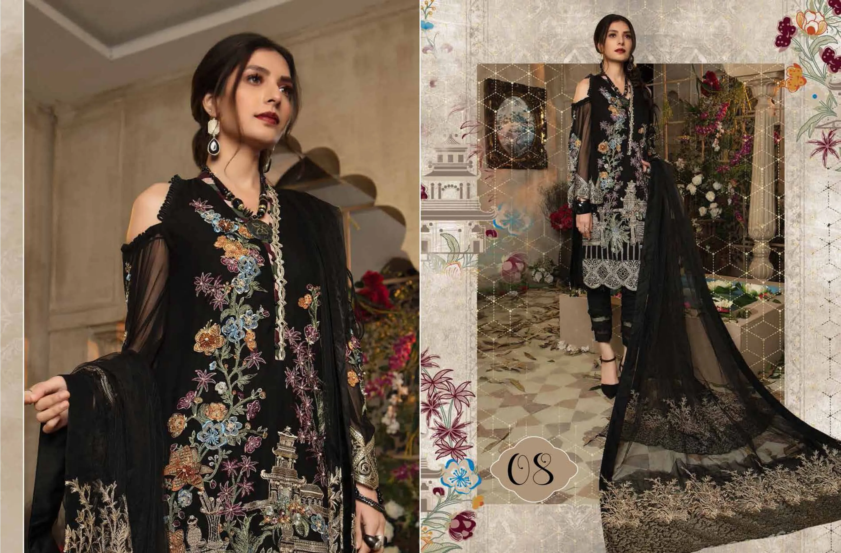 Adan's Libas Guzarish Chapter 2 Wedding Festive Luxury Chiffon Collection 2020 – 8 Black Coral