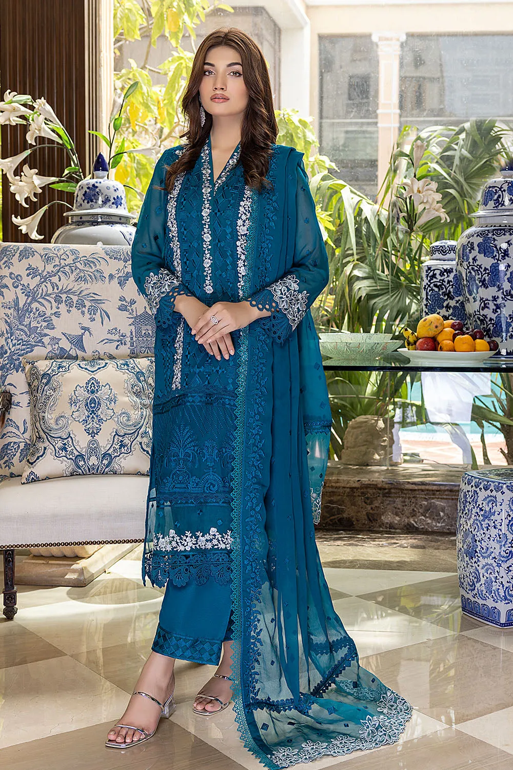 Azure Luxe Festive Edit Embroidered Lawn Collection – Glamour Glow