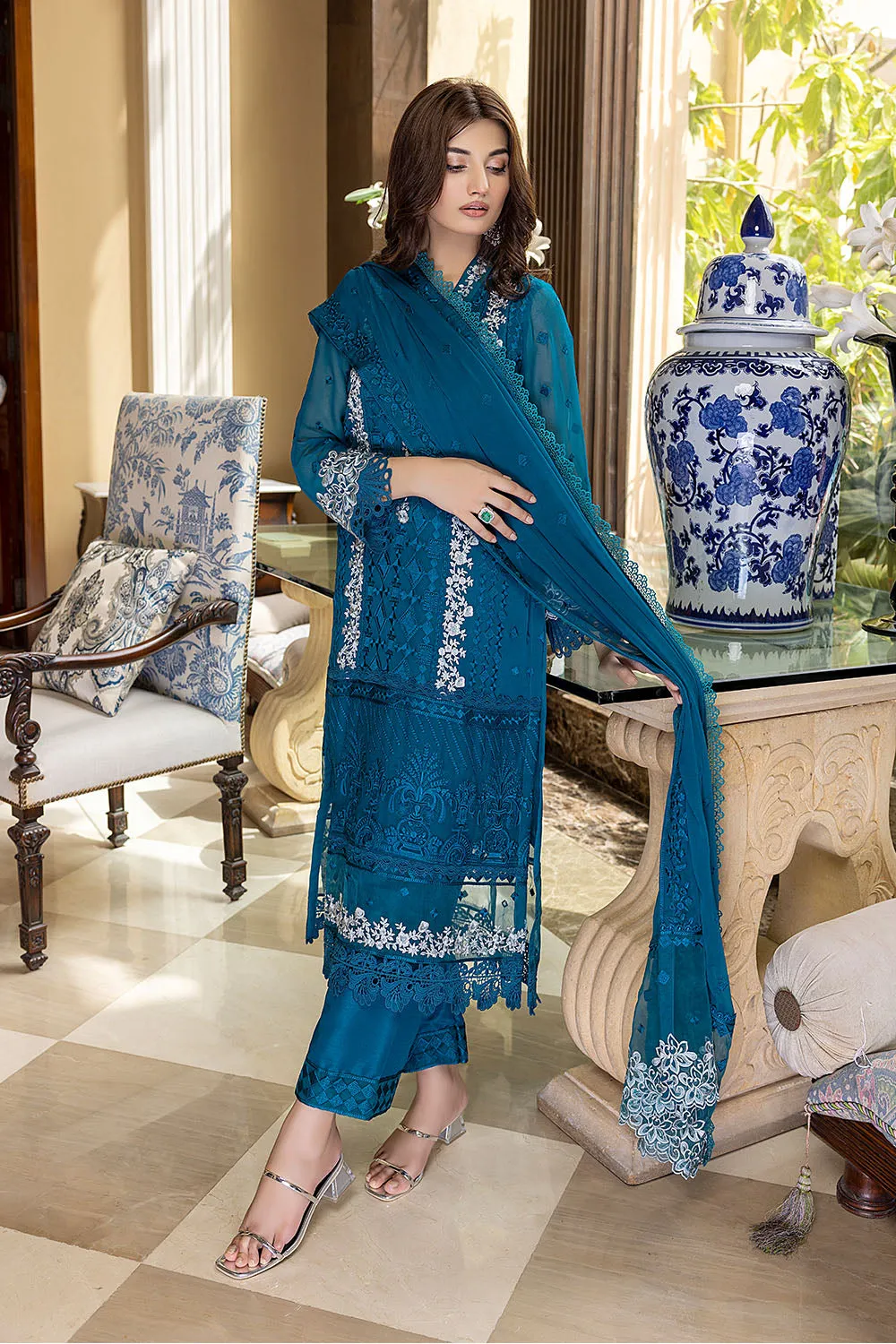 Azure Luxe Festive Edit Embroidered Lawn Collection – Glamour Glow