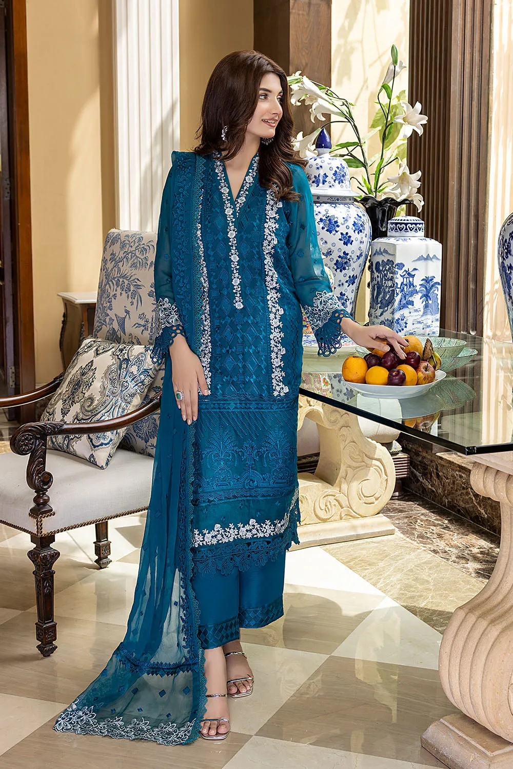 Azure Luxe Festive Edit Embroidered Lawn Collection – Glamour Glow