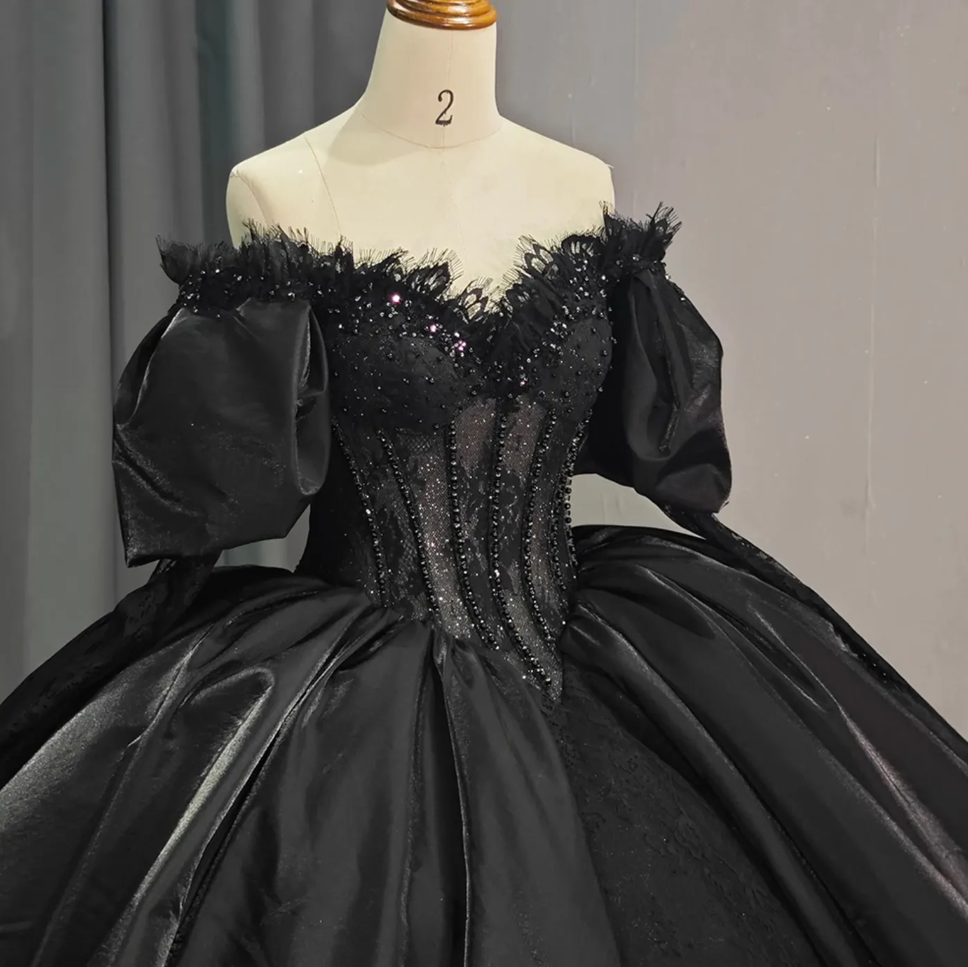 Black Ball Gown Quinceanera Long Sleeves Dress