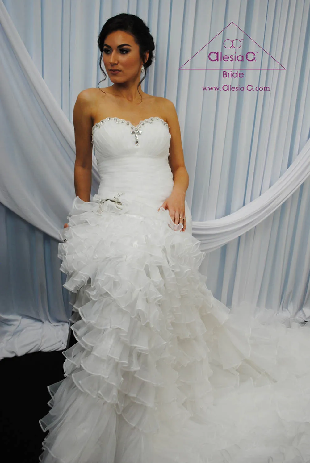 BLOOMA Sweetheart Fit-and-Flare Ruffled Bridal Gown