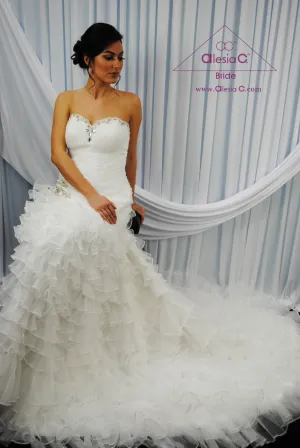 BLOOMA Sweetheart Fit-and-Flare Ruffled Bridal Gown