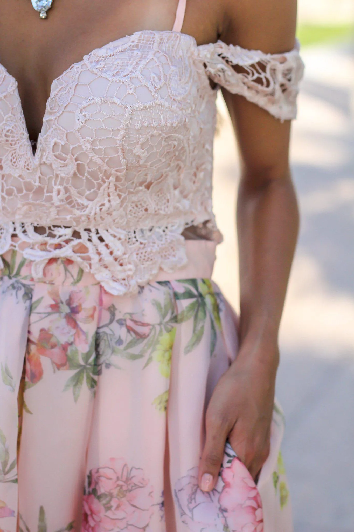 Blush Crochet Top Floral Maxi Dress