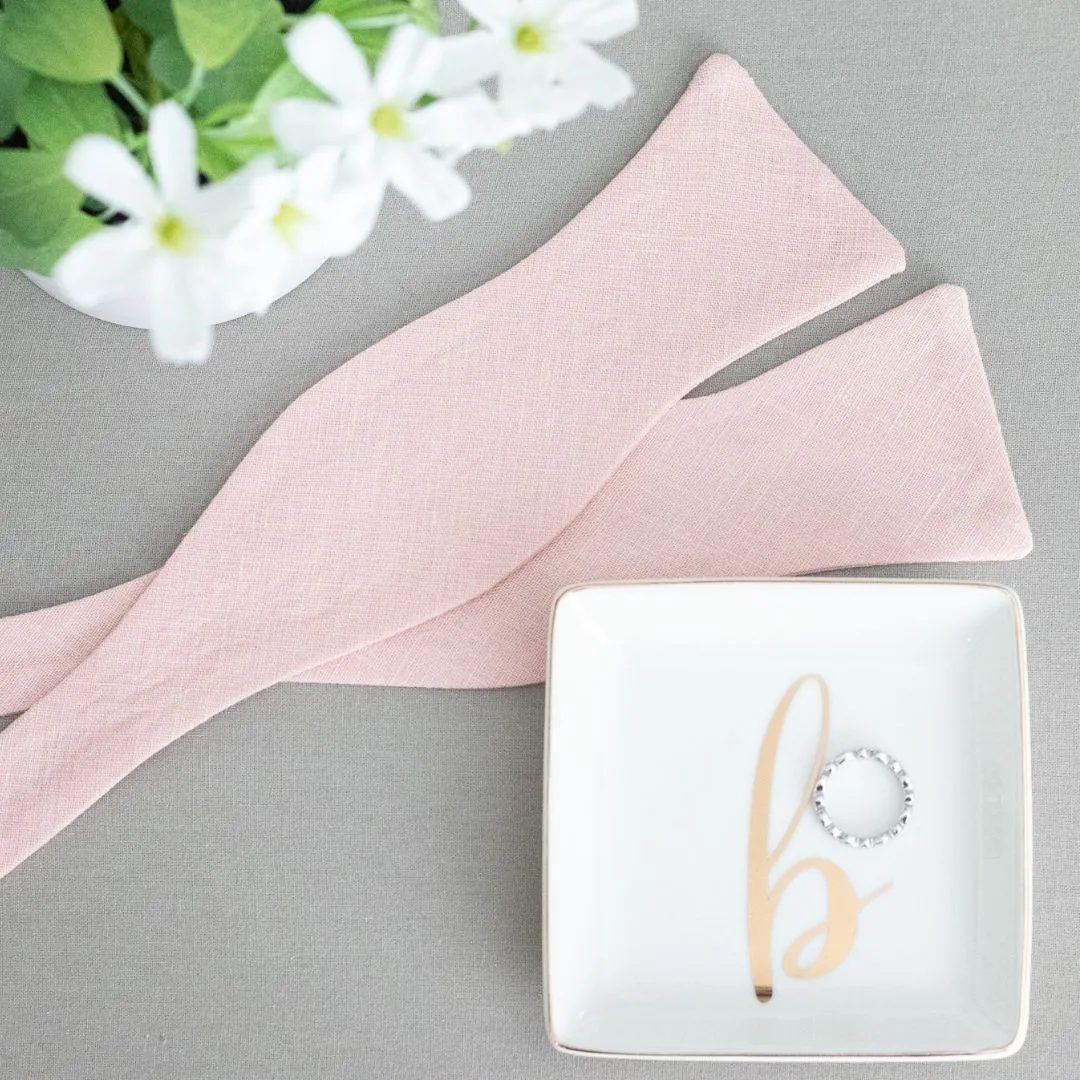 Blush Pink Linen Bow Tie