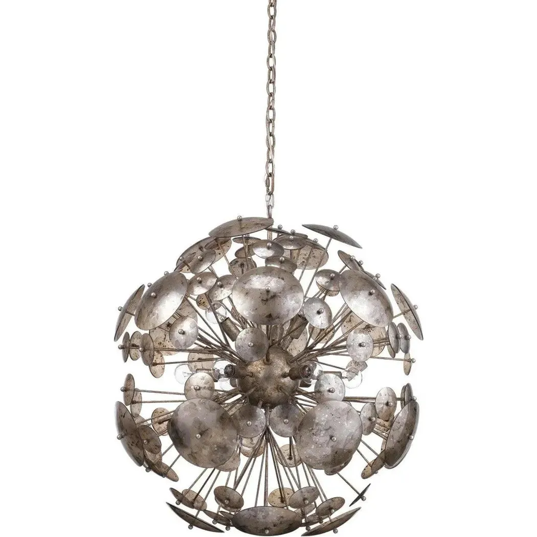 Champagne Iron and Glass Constellation Round Chandelier