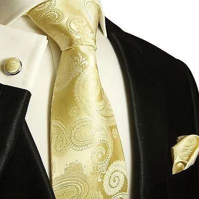 Champagne Paisley Wedding Silk Tie Set