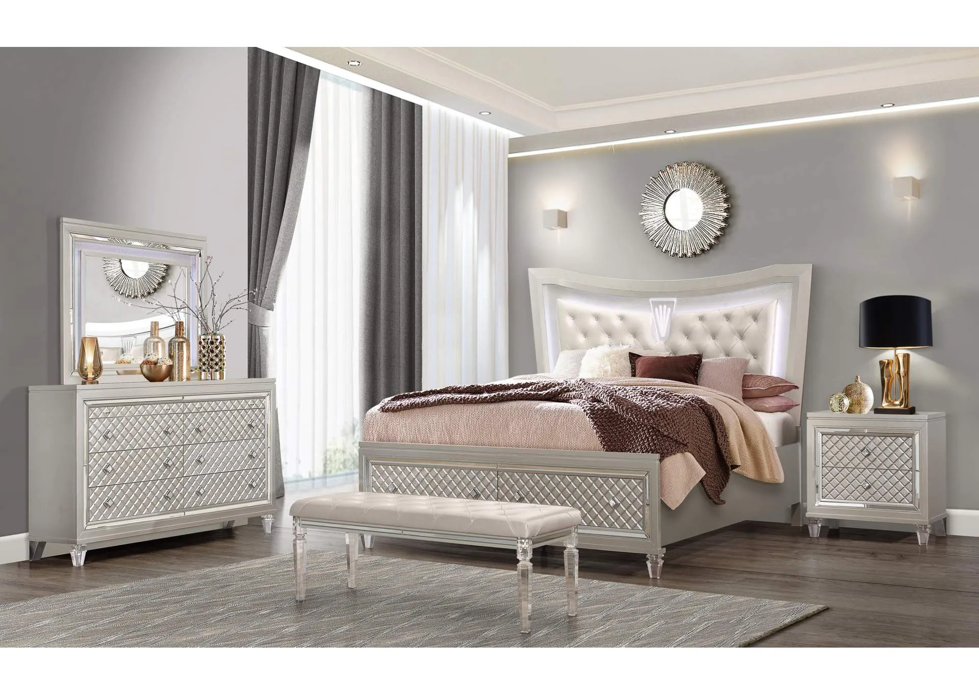 Champagne Paris Queen Bed