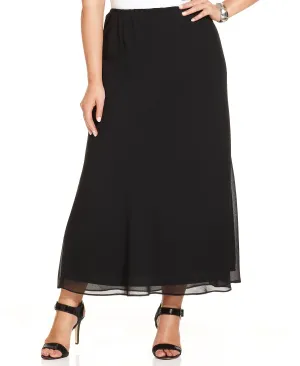 Chiffon plus size maxi skirt MSK, black