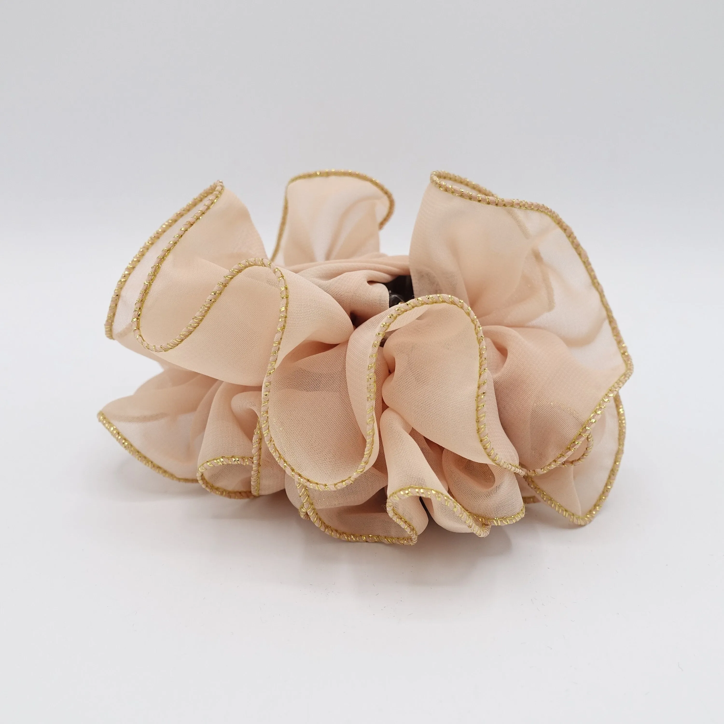 chiffon ruffle flower hair claw Golden Edge Trim Hair Jaw Claw Clip Hair Accessories