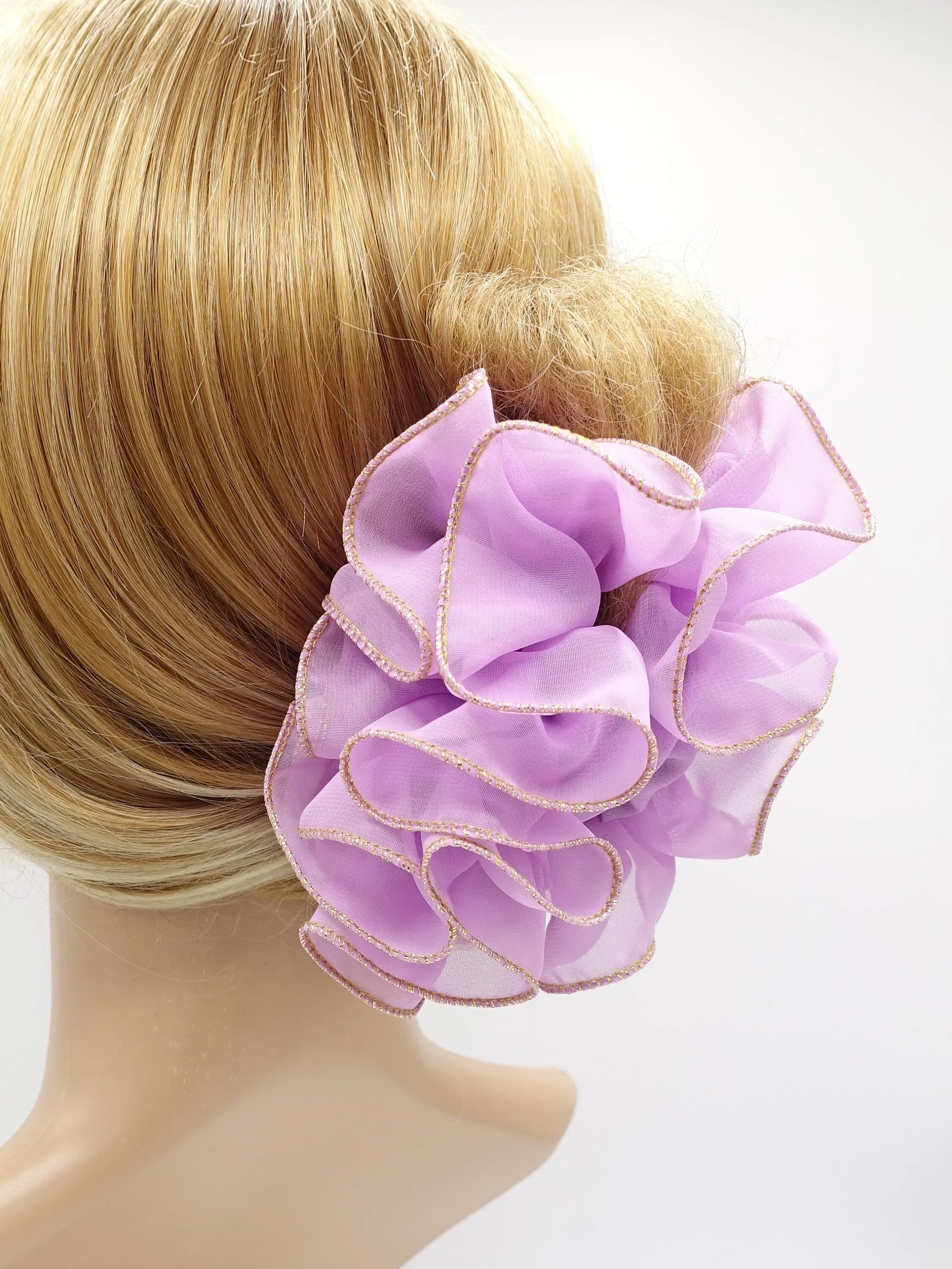 chiffon ruffle flower hair claw Golden Edge Trim Hair Jaw Claw Clip Hair Accessories