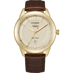 Citizen Rolan Goldtone Watch with Leather Strap AW0092-07Q