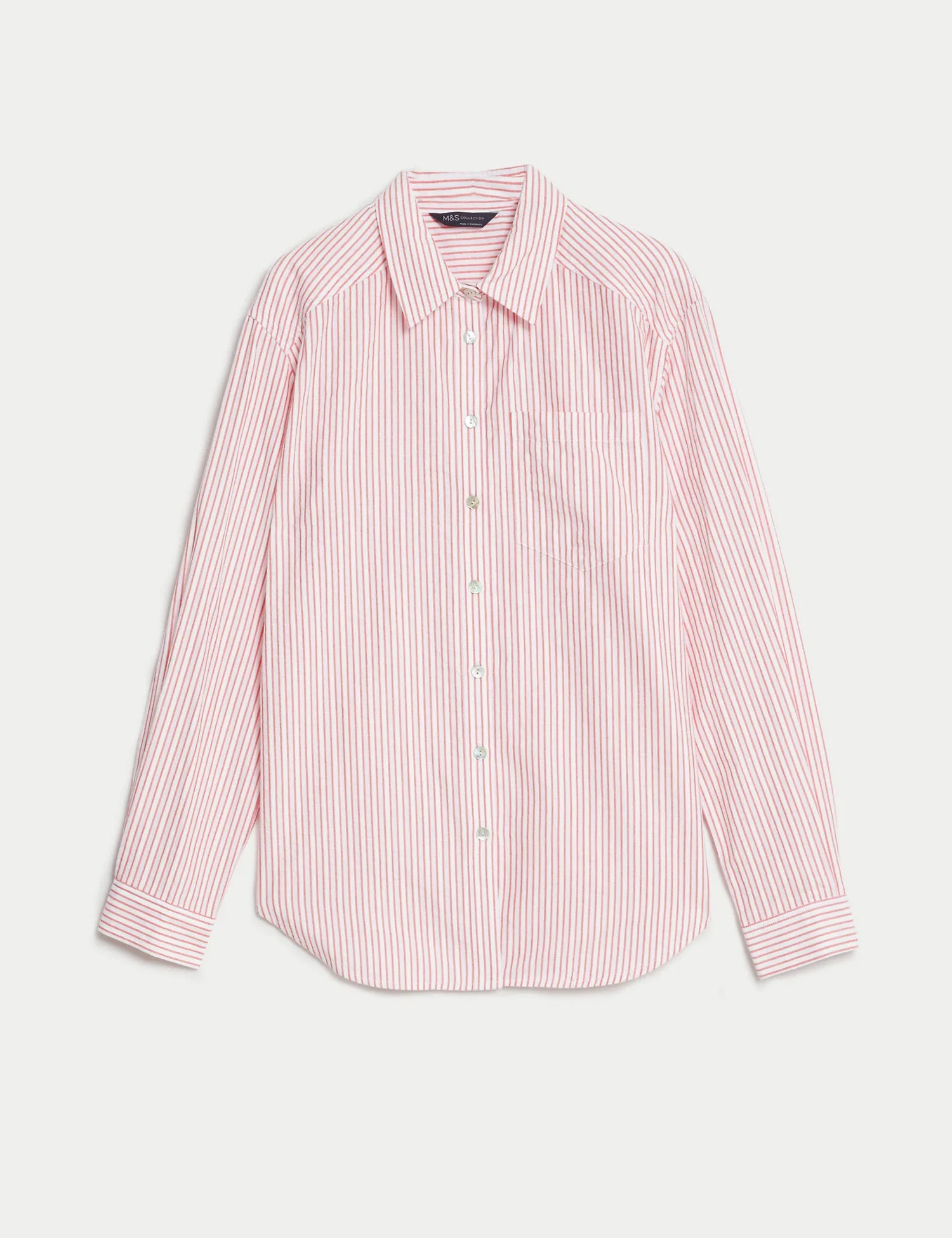 Cotton Rich Striped Collared Shirt