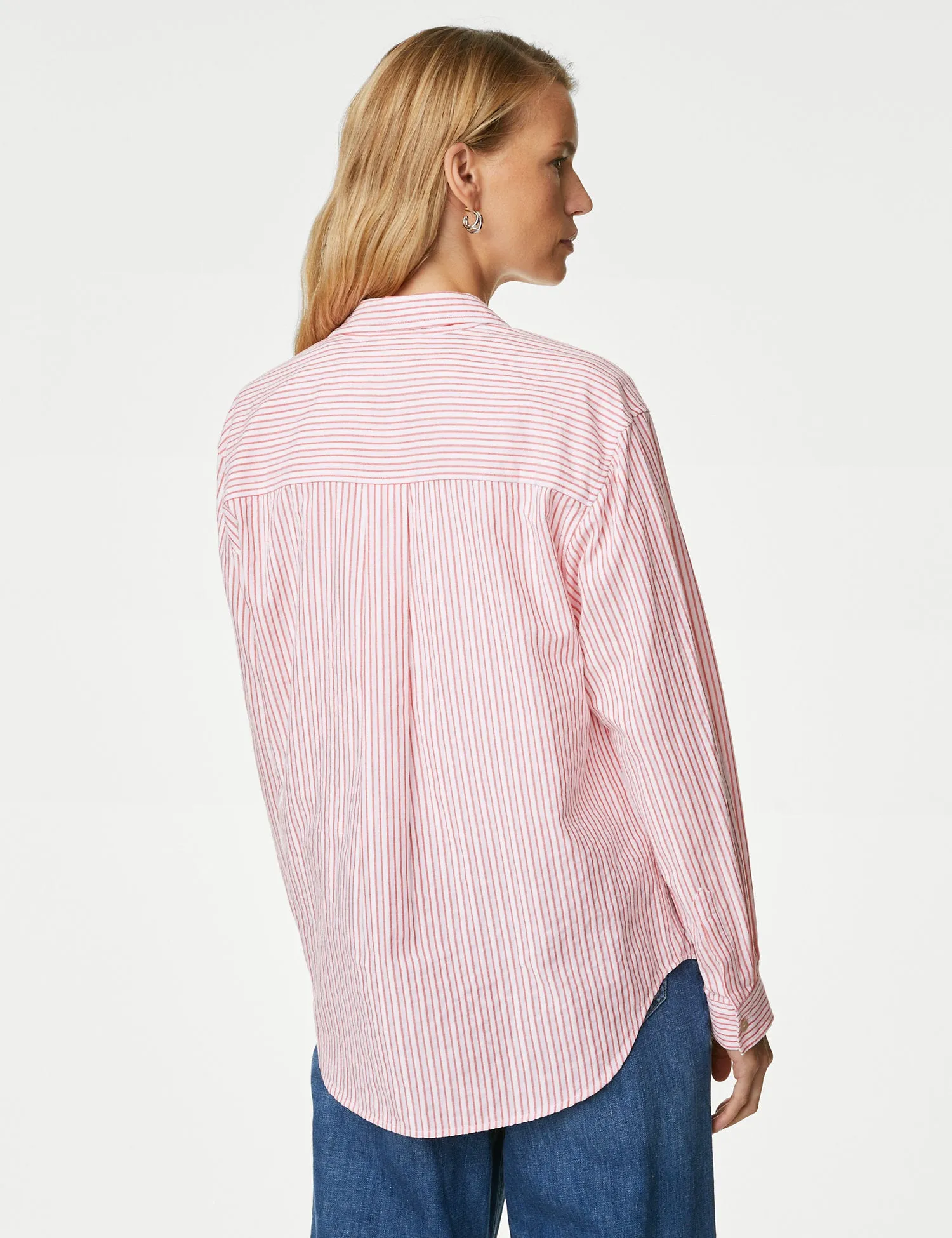 Cotton Rich Striped Collared Shirt