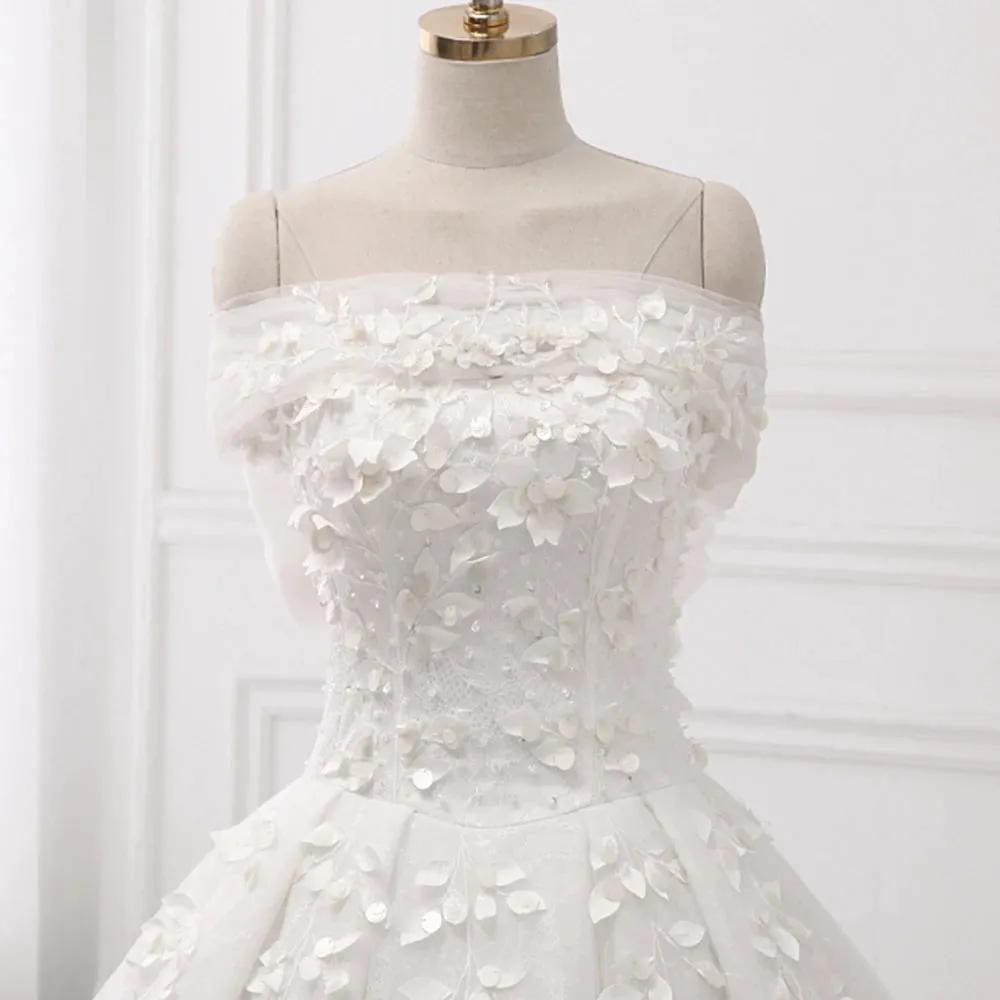 Custom-made Lace Princess Ball Gown Wedding Dress with Beading and Sequins