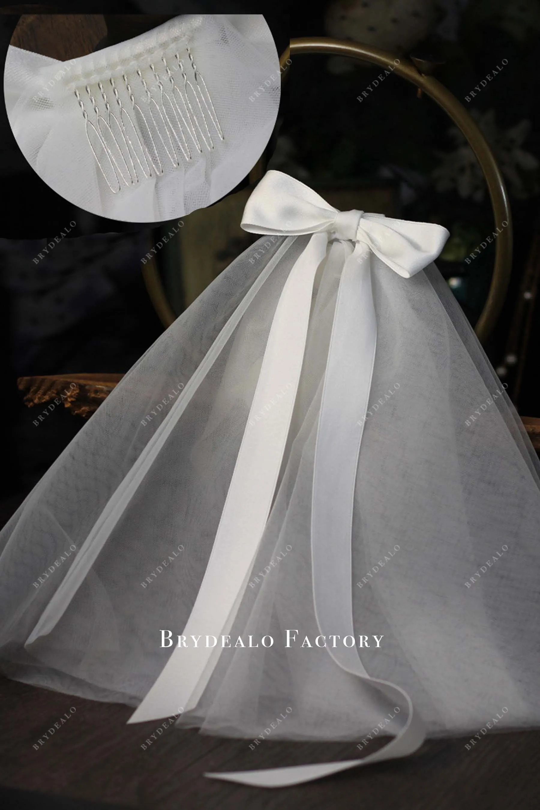 Cute Bowknot Shoulder Length Wedding Veil For Sale