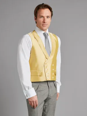 Double Breasted Silk Vest With Piping - Yellow