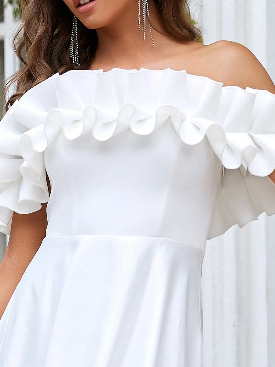 Double Ruffle Sleeveless A-line Floor-Length Wedding Dress