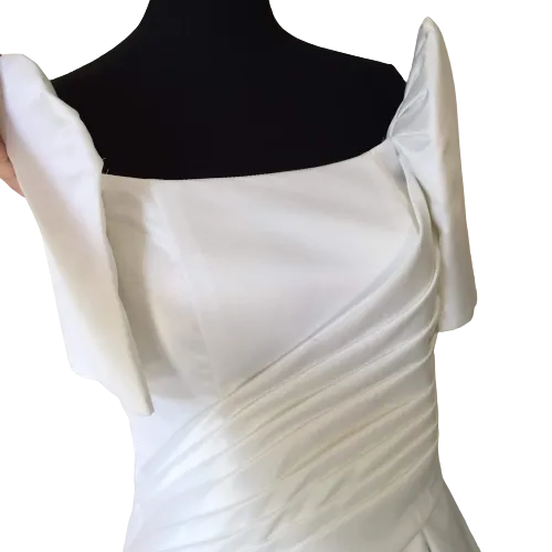 Duchess White Modern Filipiniana Midi Dress - Heart - JB68