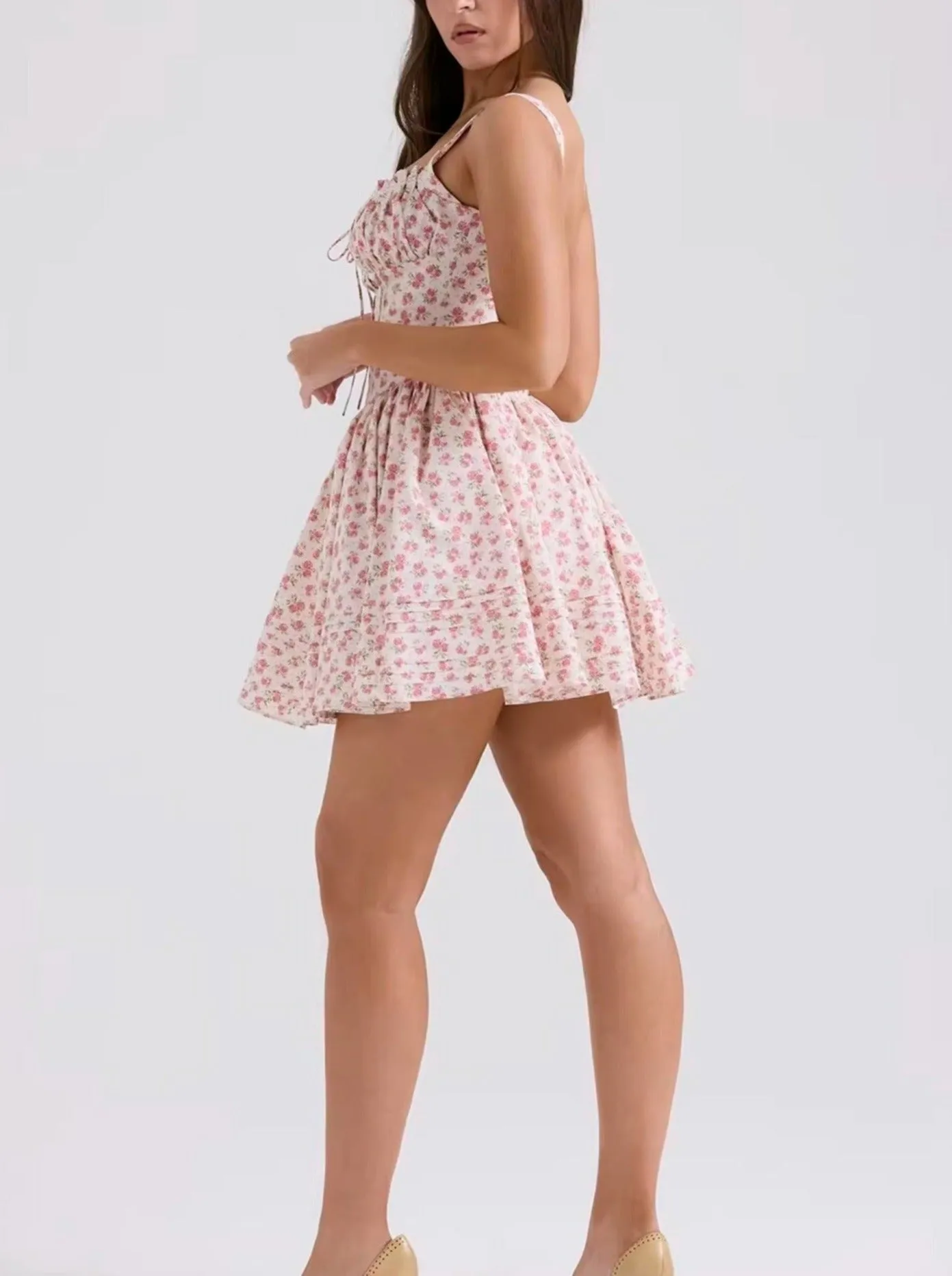 Dunya Floral Mini Dress in Pink