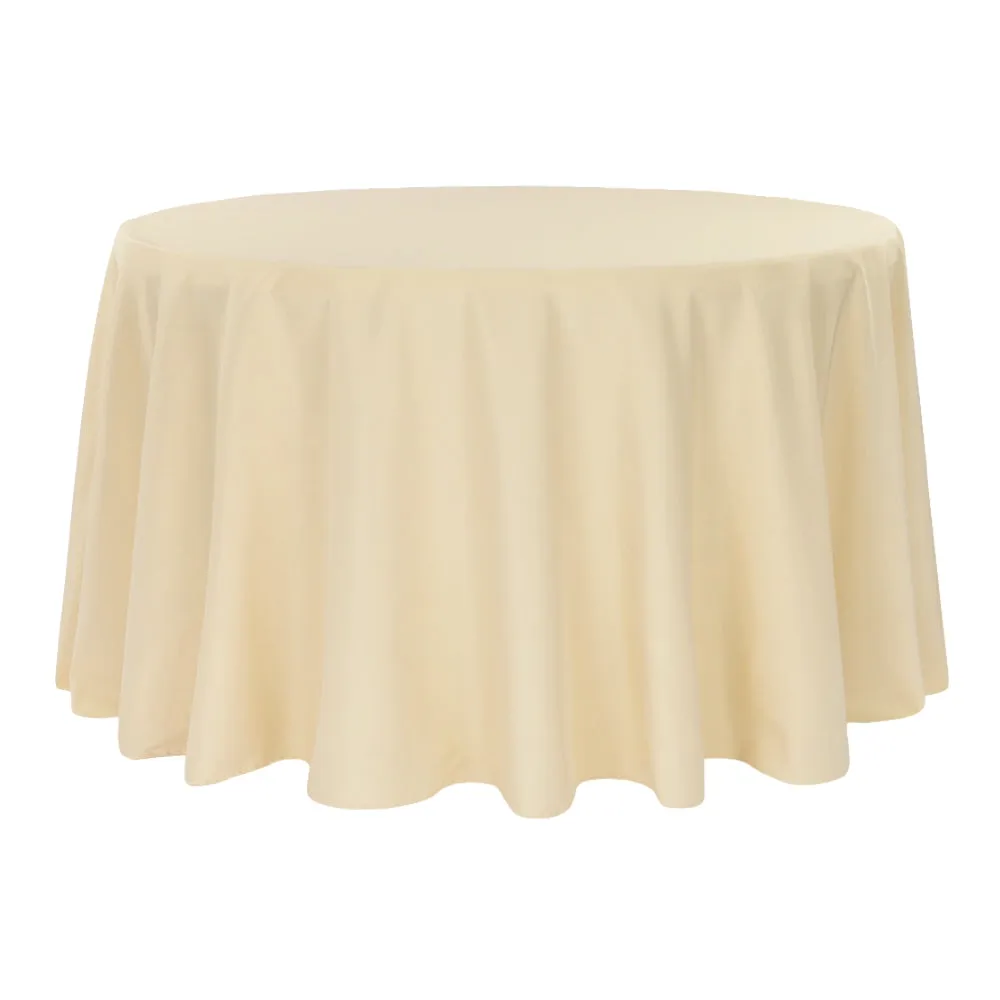 Economy Polyester Tablecloth 132" Round - Champagne