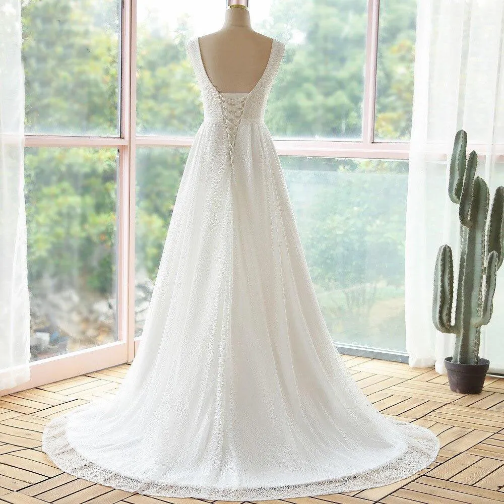 Elegant A line style lace wedding dresses