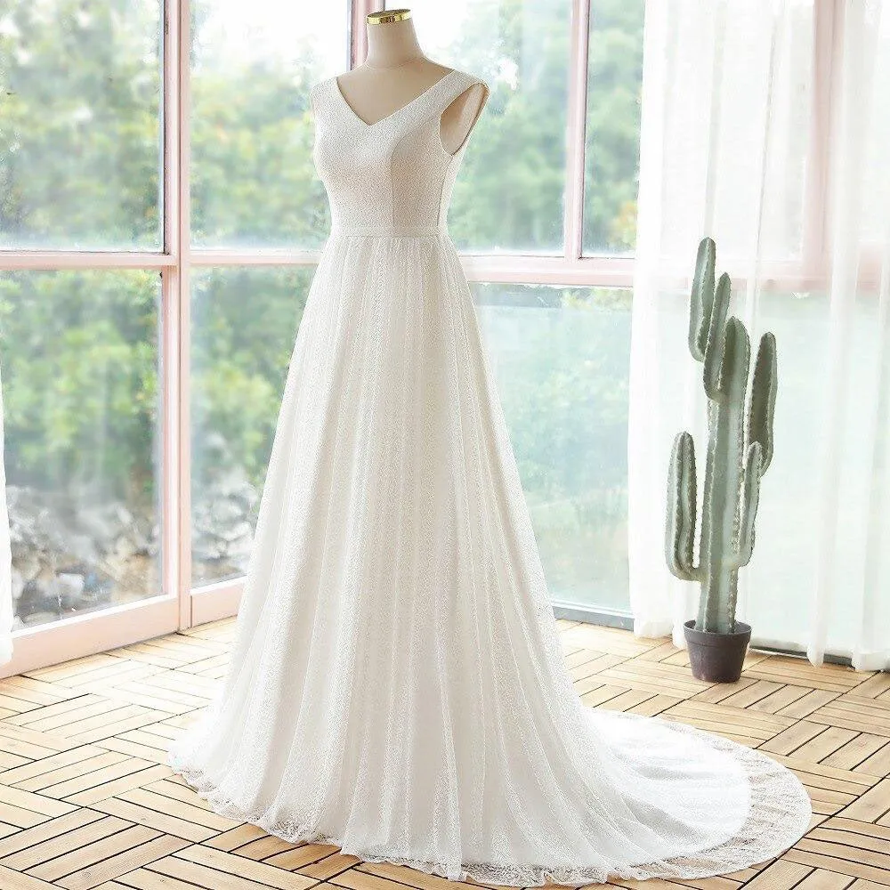 Elegant A line style lace wedding dresses