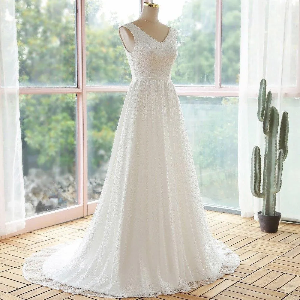 Elegant A line style lace wedding dresses