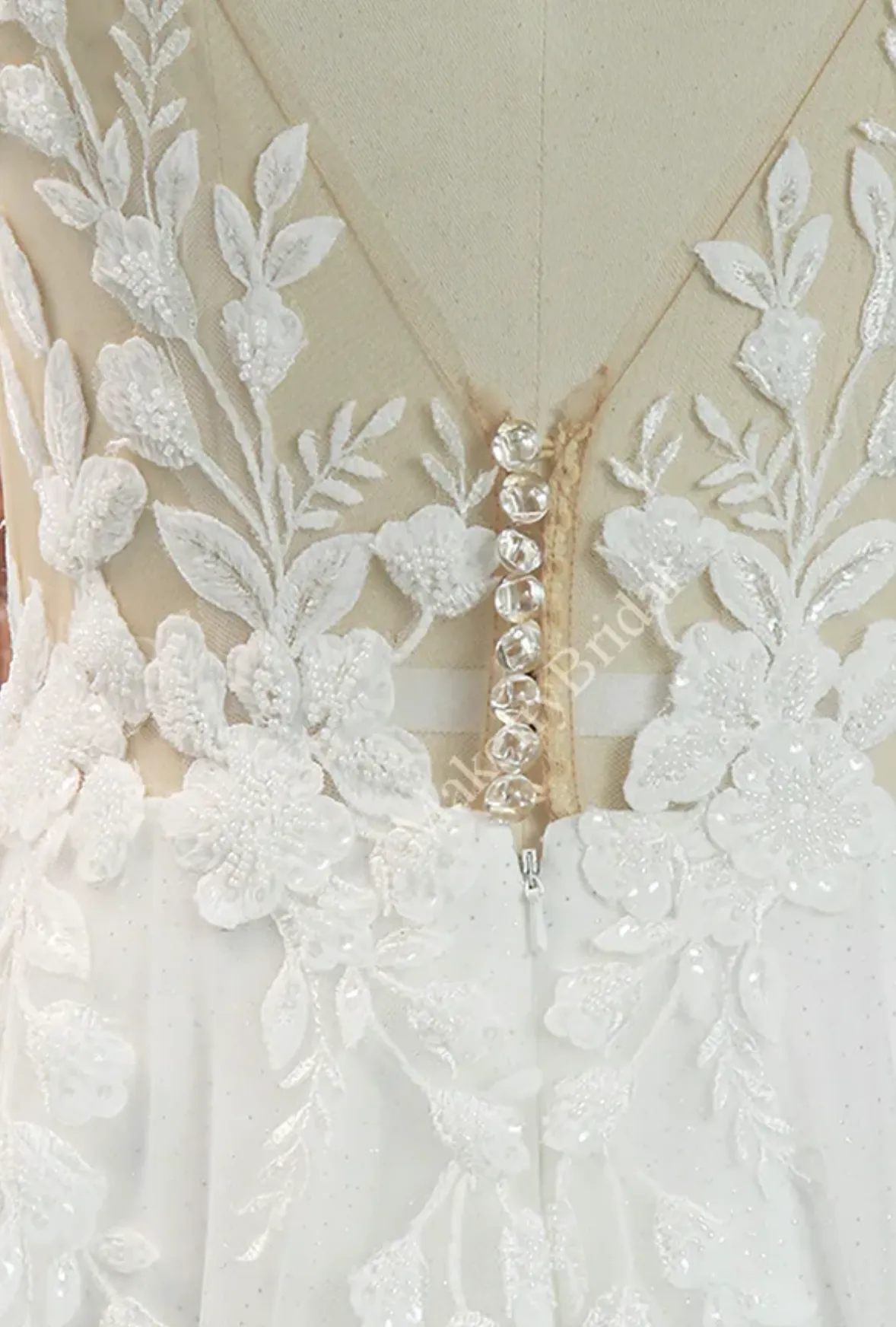 Elegant Illusion Appliques A Line Wedding Dress