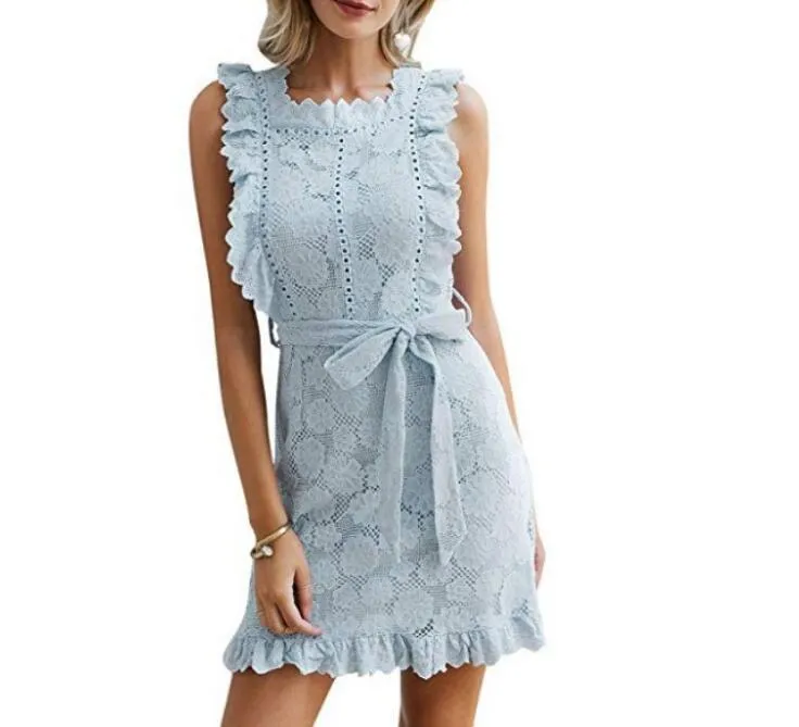 Embroidery Lace Ruffle Summer Dress - Culture Heaven Special