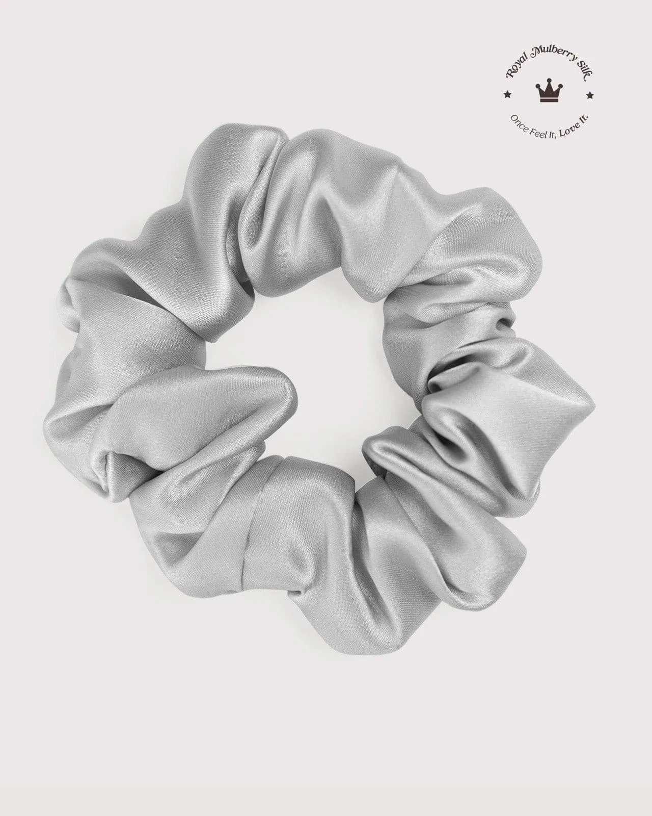 FEELITS 100% Royal Mulberry Silk. Natural Care Hair Scrunchies- Silver Grey