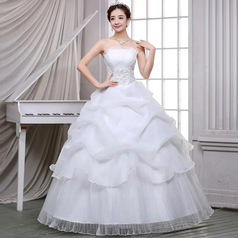 GIYSILE White Wedding Dress Floor Length Bride Korean Versionfashionable Strap Strapless and Minimalist Wedding Dress Two Styles