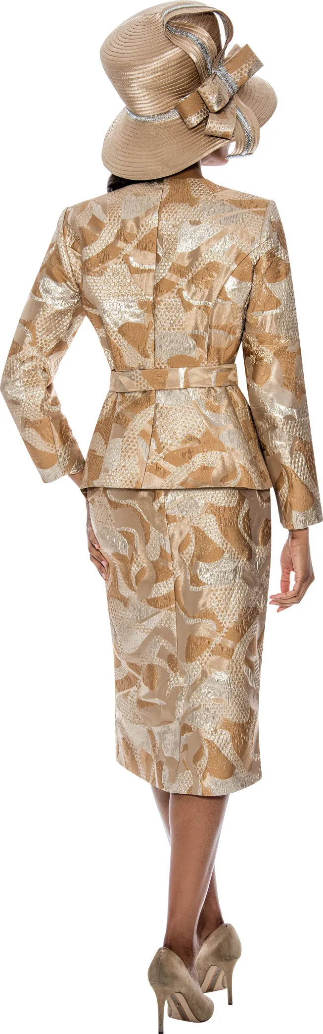 GMI 400792W Two Tone Belted Plus Size Skirt Suit