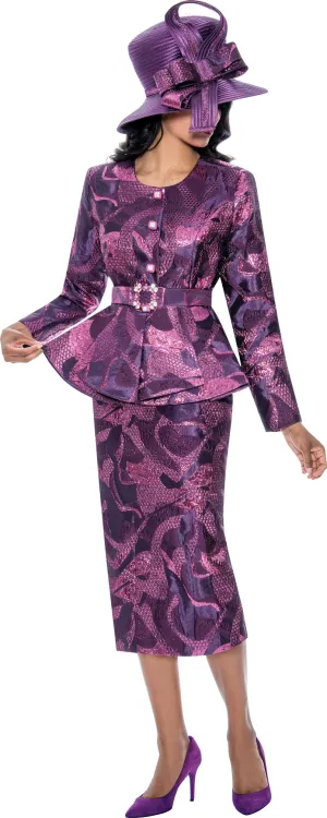 GMI 400792W Two Tone Belted Plus Size Skirt Suit