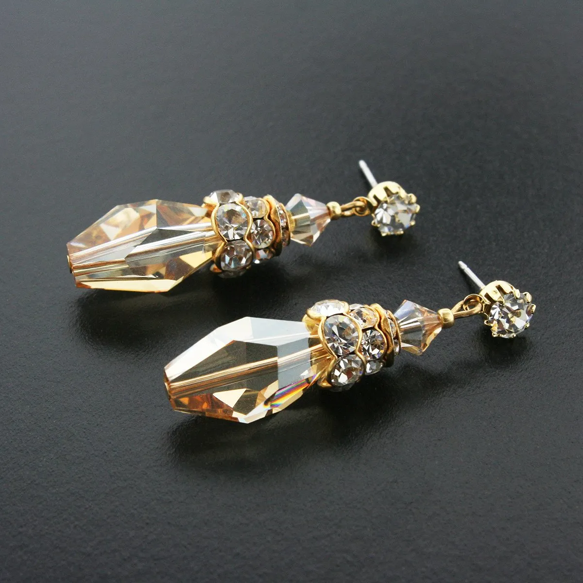 Gold Crystal Drop Earrings