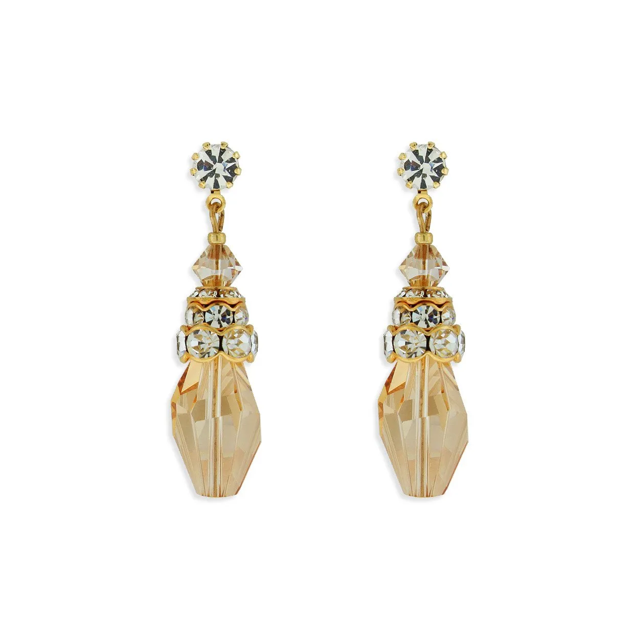 Gold Crystal Drop Earrings