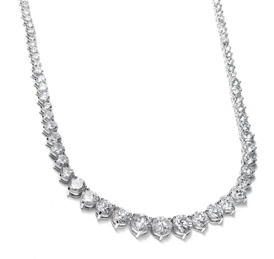 Graduated Cubic Zirconia Tennis Wedding Necklace