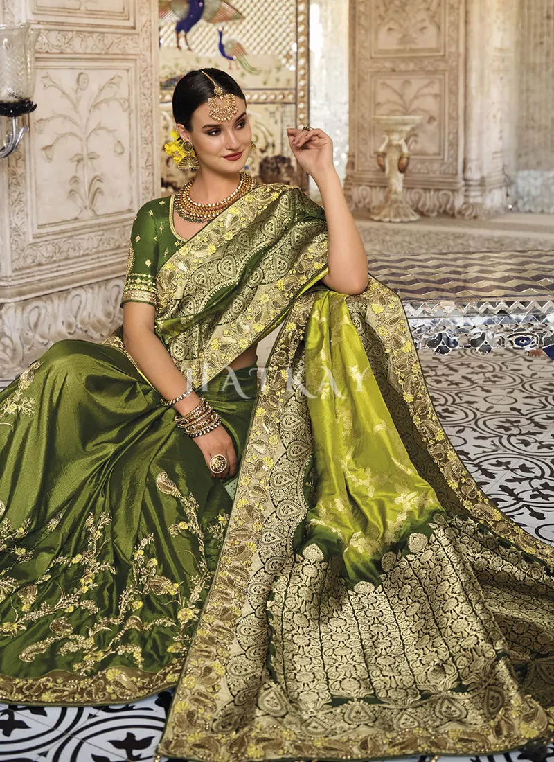 Green Dual Tone Silk Saree