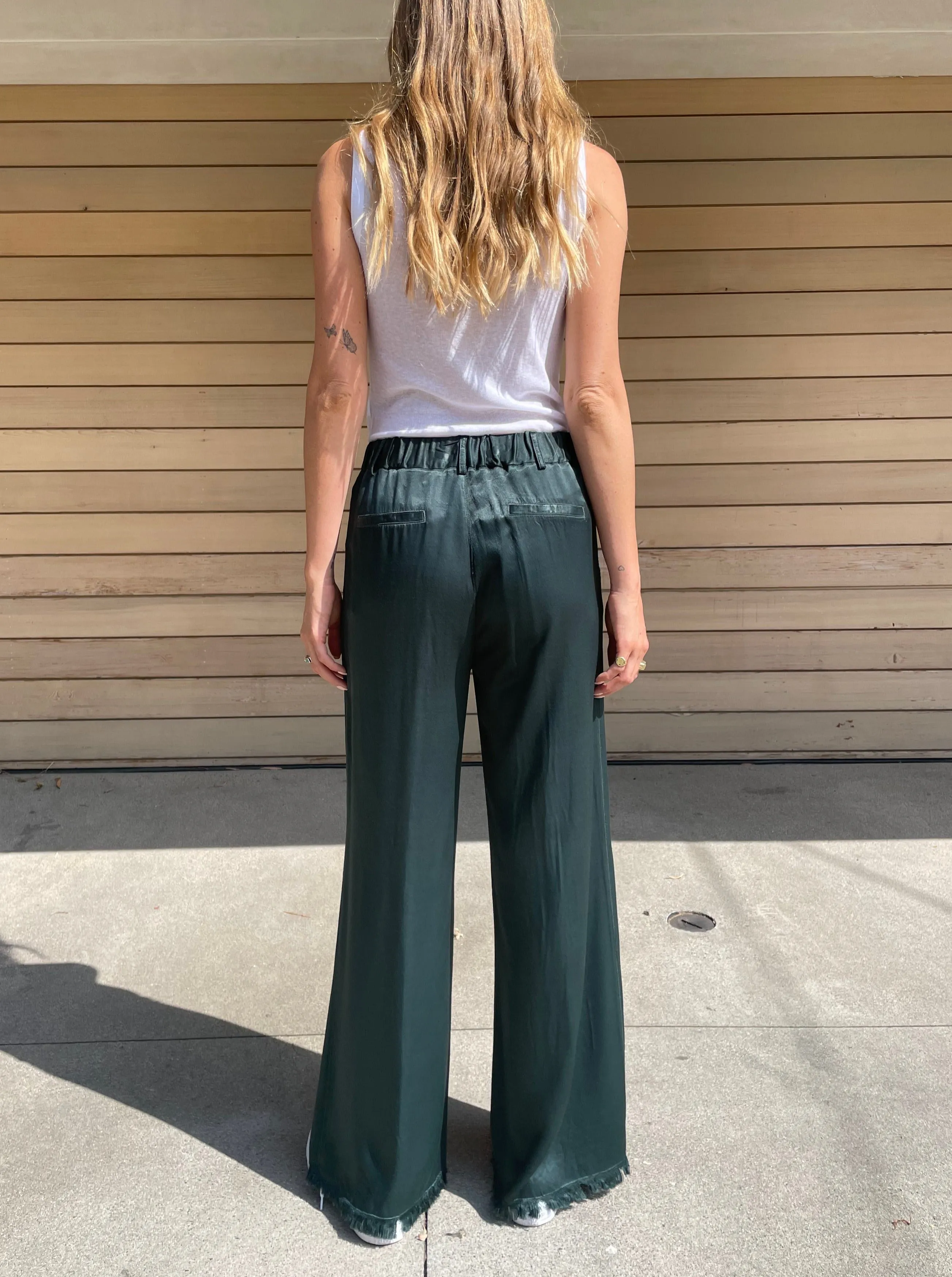 Hepburn Pant in Italian Satin - Bottle