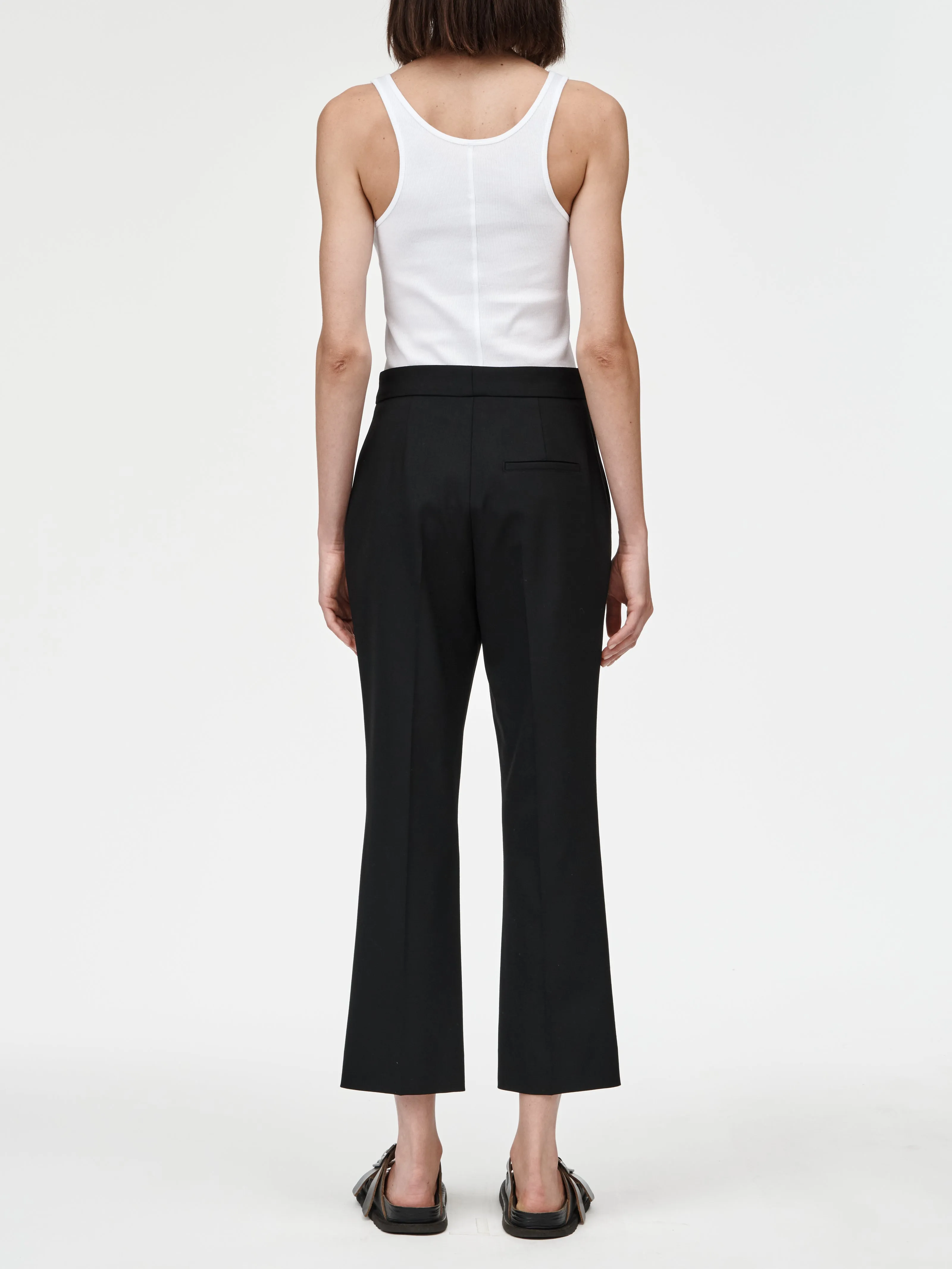 High Waisted Crop Trouser in Black