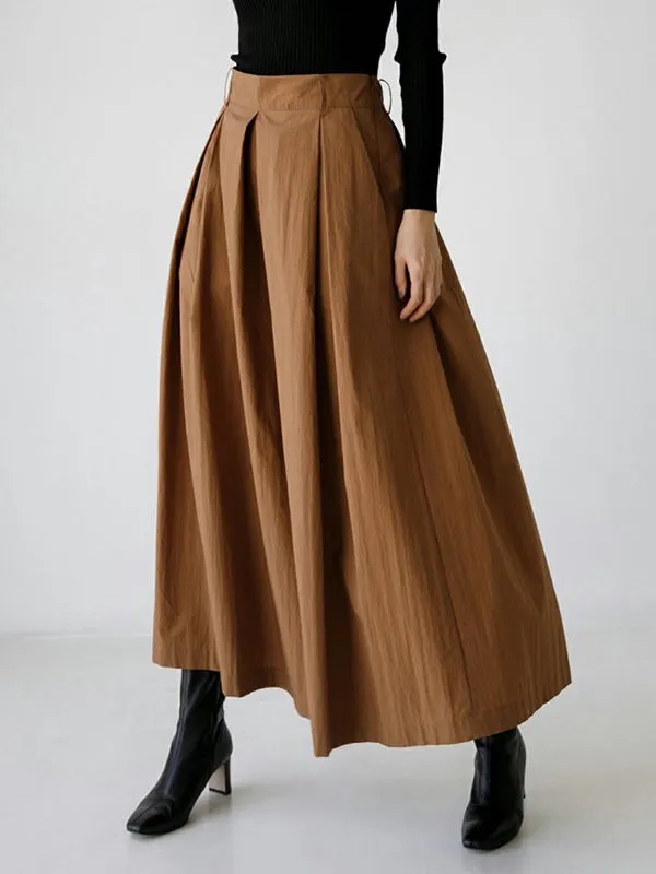 High Waisted Loose Pleated Solid Color Tied Waist Wide Leg Pants Trousers