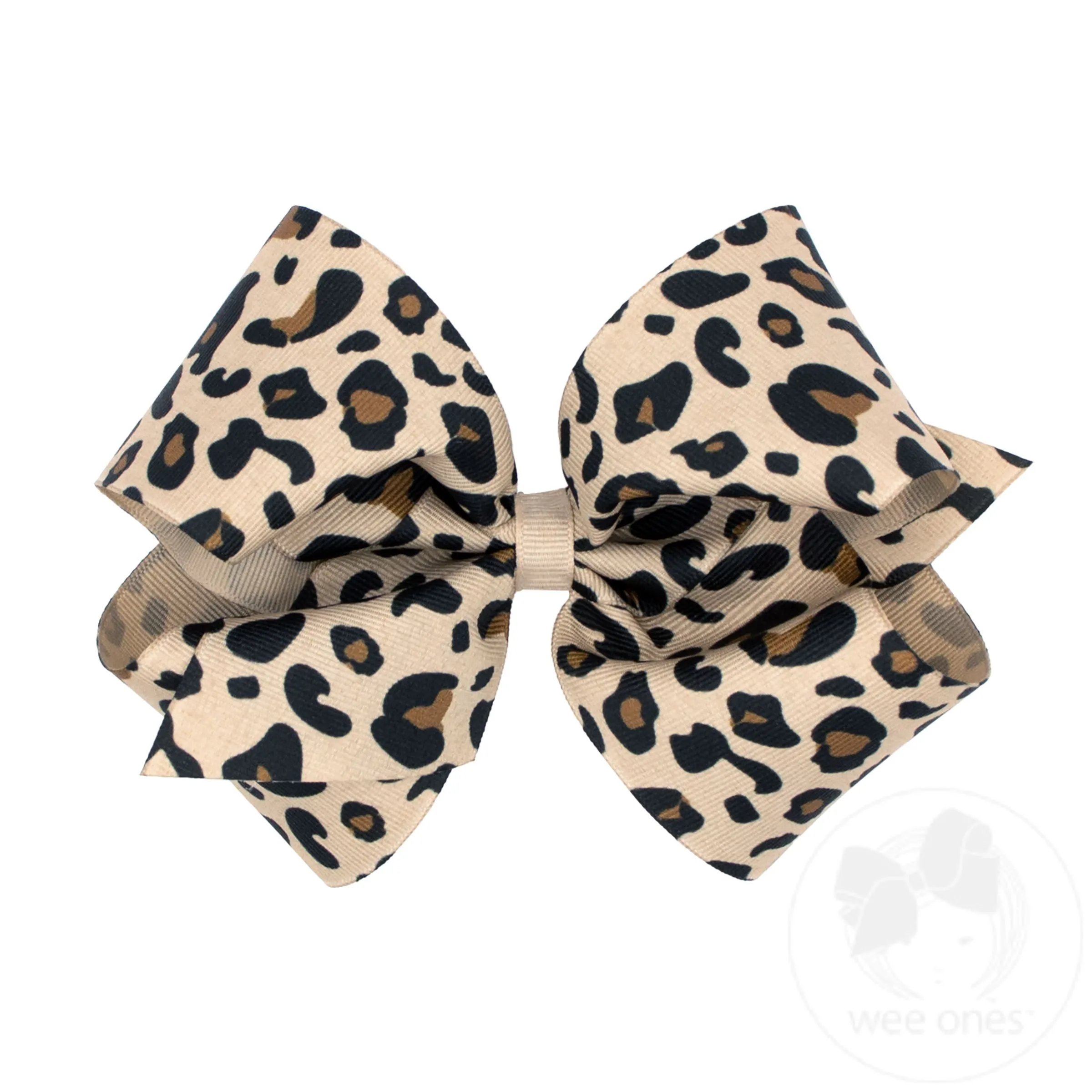 King Leopard Print Grosgrain Hair Bow