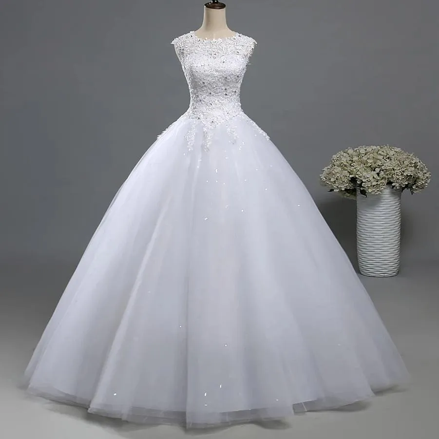 Lace Tulle Wedding Dress with Beaded Lace Bodice, Plus Sizes Available